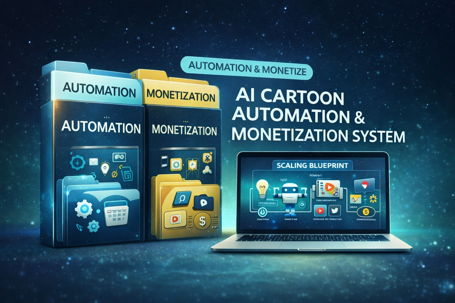 AI Cartoon Automation & Monetization System Mockup